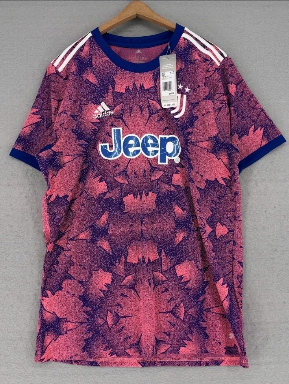 adidas Kids Juventus Pink Purple Graphic Training Jersey with Jeep Logo Blank